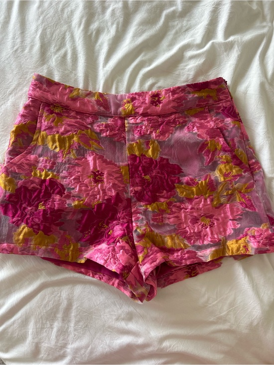 Pants - Floral Pink High-Rise Women's Shorts